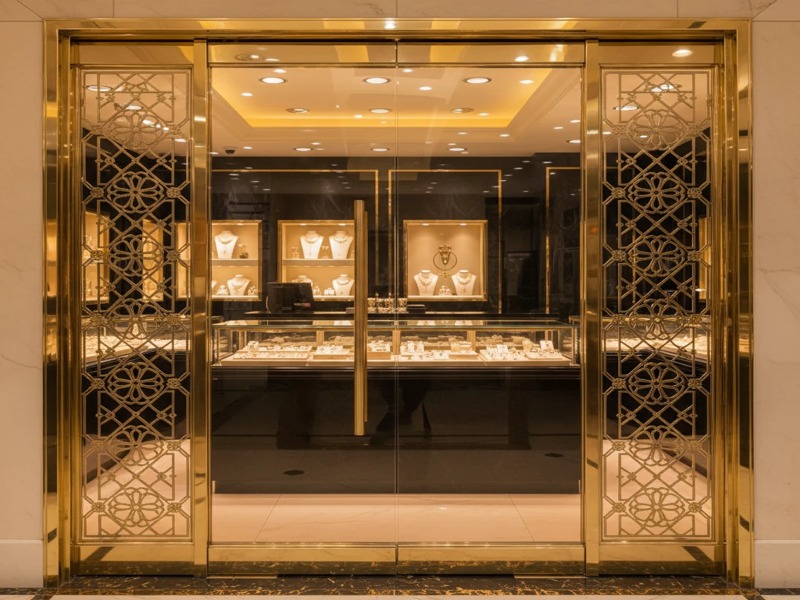 درب استیل طلافروشی با شیشه ضدگلوله - ورودی اصلی