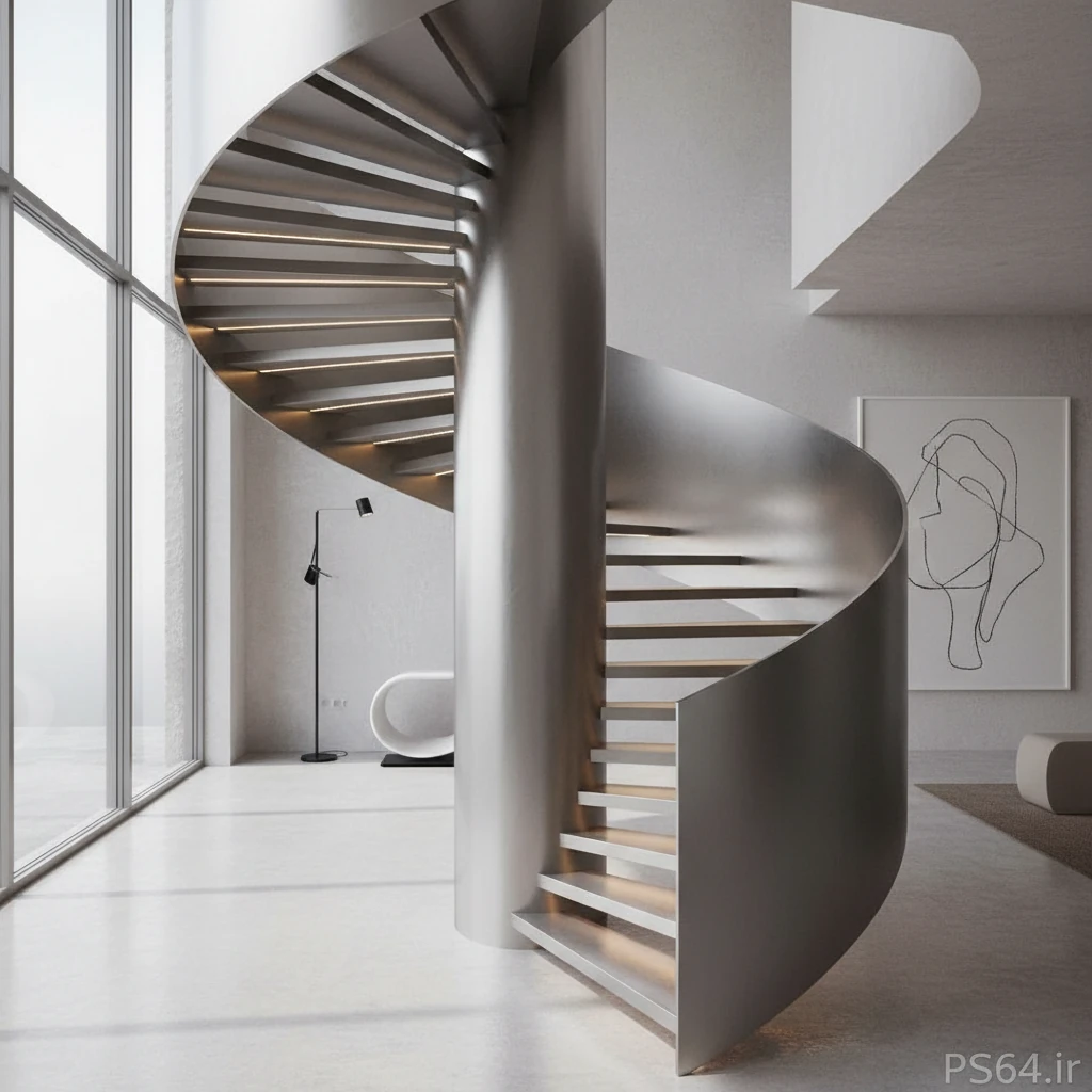 پله گرد استیل