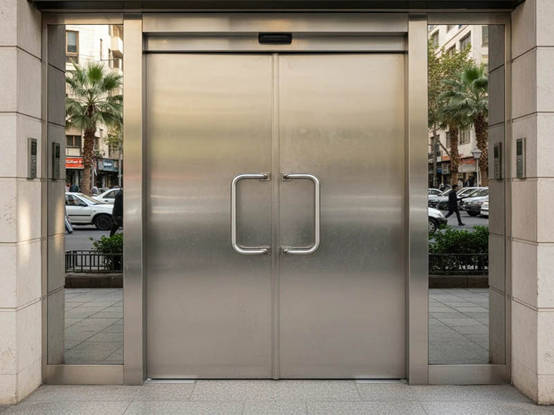 درب استیل ورودی اصلی ساختمان و بانک