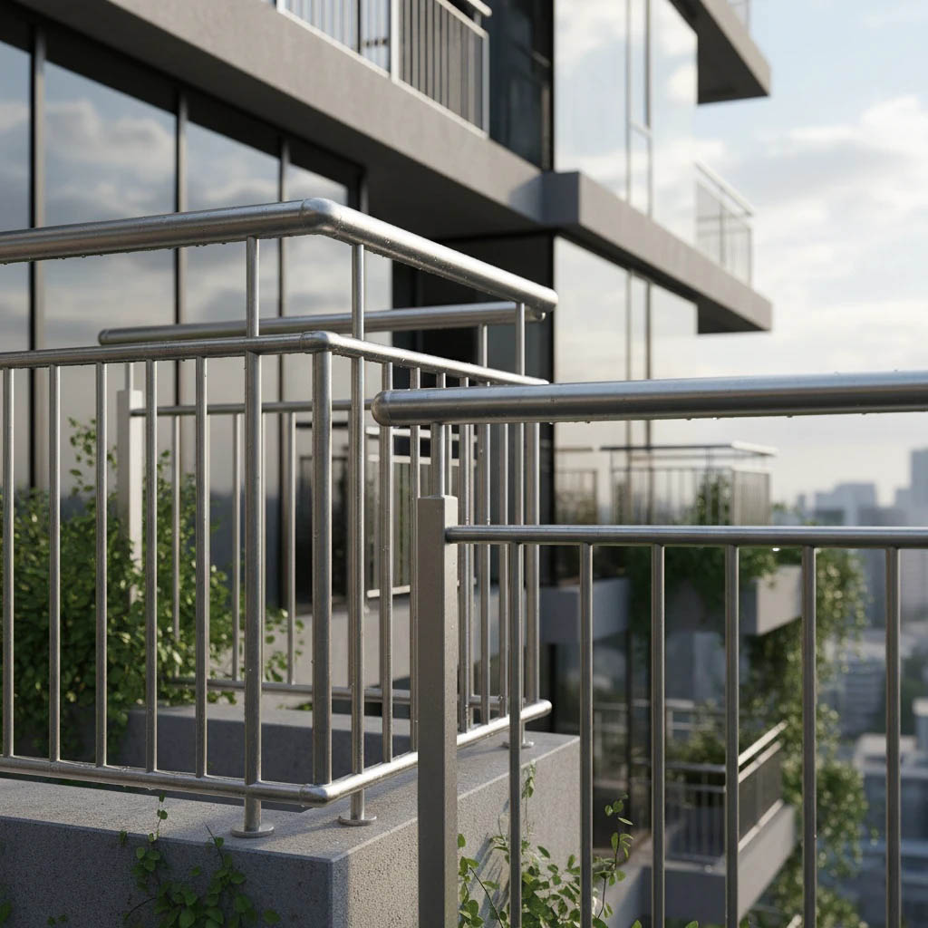 نرده استیل بیرونی ساختمان با دوام بالا
