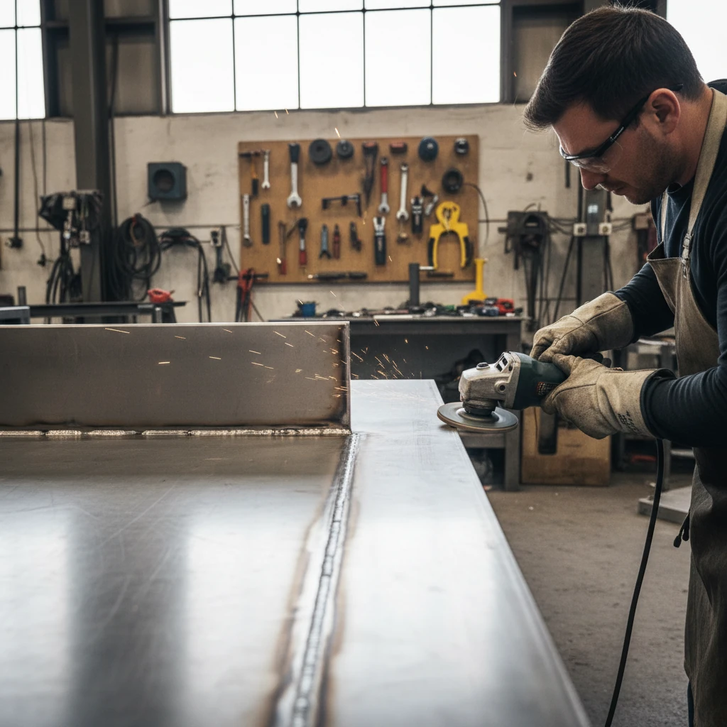 همسان‌سازی سطح جوش استیل با دیسک فلاپ