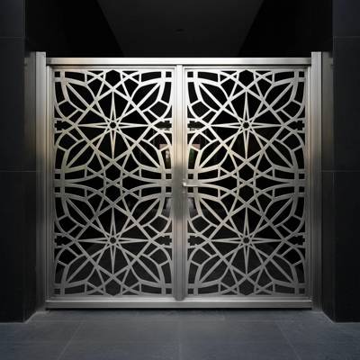 درب استیل دو لنگه طرح گره چینی اسلامی - مدل شمسه