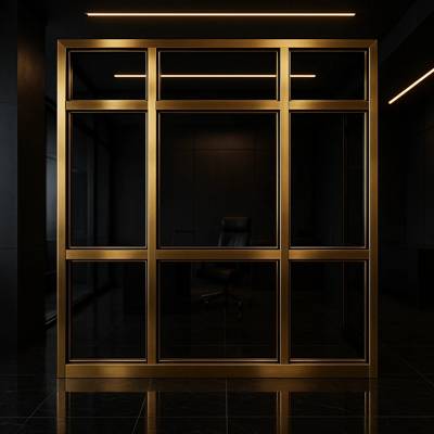 پارتیشن اداری استیل طلایی لوکس با شیشه دودی