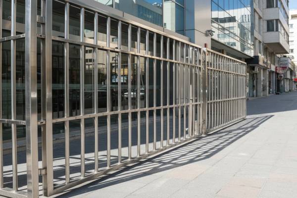 حفاظ استیل بانکی استاندارد اجرا شده با لوله ضخیم و اتصال صنعتی