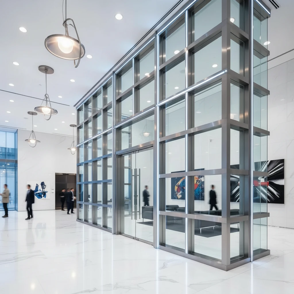 پارتیشن استیل شیشه‌ای اداری؛ راهنمای خرید و قیمت روز مدل‌های PS64